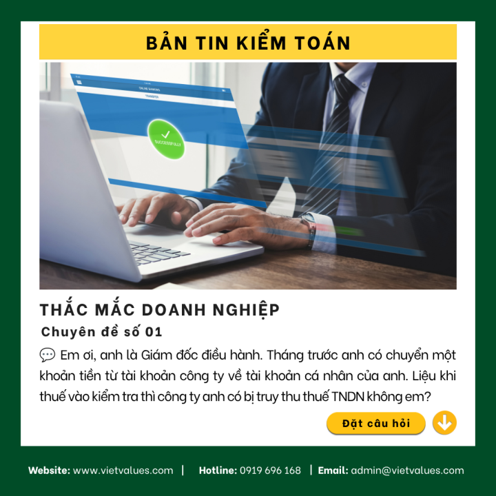 CHUYỂN TIỀN TỪ TÀI KHOẢN CÔNG TY SANG CÁ NHÂN CÓ BỊ TRUY THU THUẾ TNDN KHÔNG?