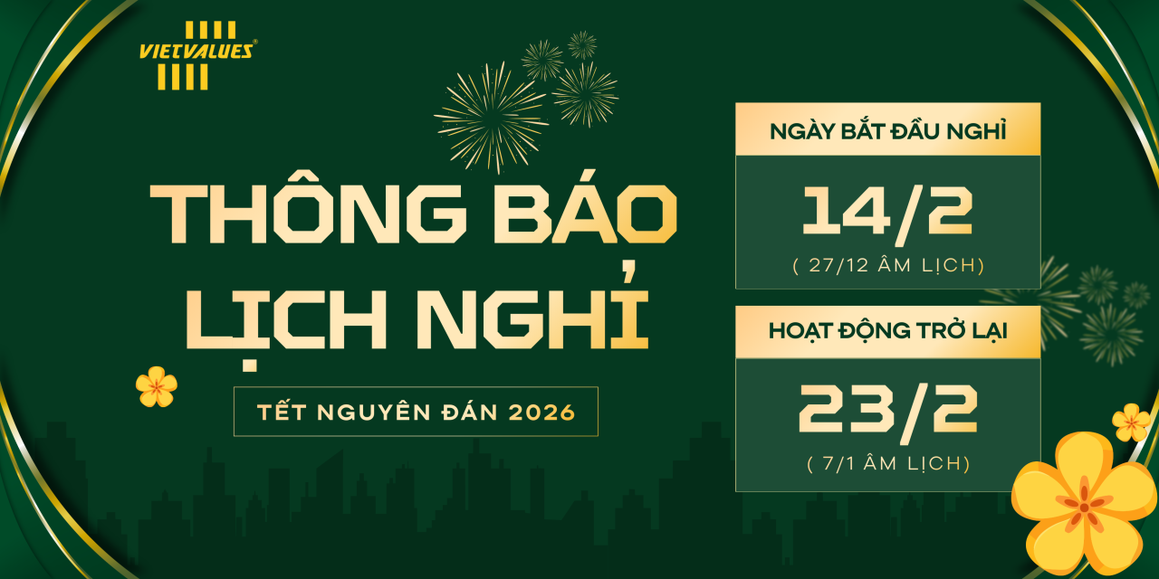 VietValues Thông Báo Lịch Nghỉ Tết Nguyên Đán 2026
